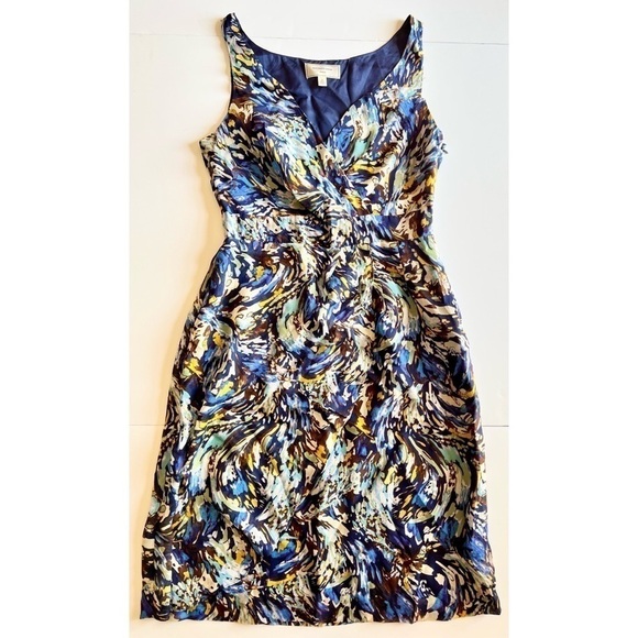 Anthropologie Moulinette Soeurs Dress Apple Oak 100% Silk Sheath Sz 2 - Picture 2 of 10